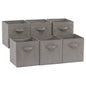 Amazon Basics Collapsible Fabric Storage Cubes Organizer with Handles, Sturdy Storage Bins for Organization, 10.5" x 10.5" x 11", Beige, 6-Pack