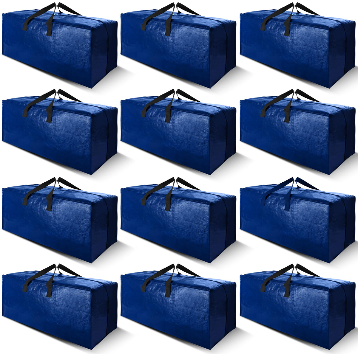 Cosy Family 8 Pack Heavy Duty Extra Large Moving Bags with Backpack Straps - Strong Handles & Zippers, Storage Totes For Space Saving, Fold Flat, Alternative to Moving Box (Set of 8, Blue)