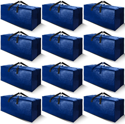 Cosy Family 8 Pack Heavy Duty Extra Large Moving Bags with Backpack Straps - Strong Handles & Zippers, Storage Totes For Space Saving, Fold Flat, Alternative to Moving Box (Set of 8, Blue)