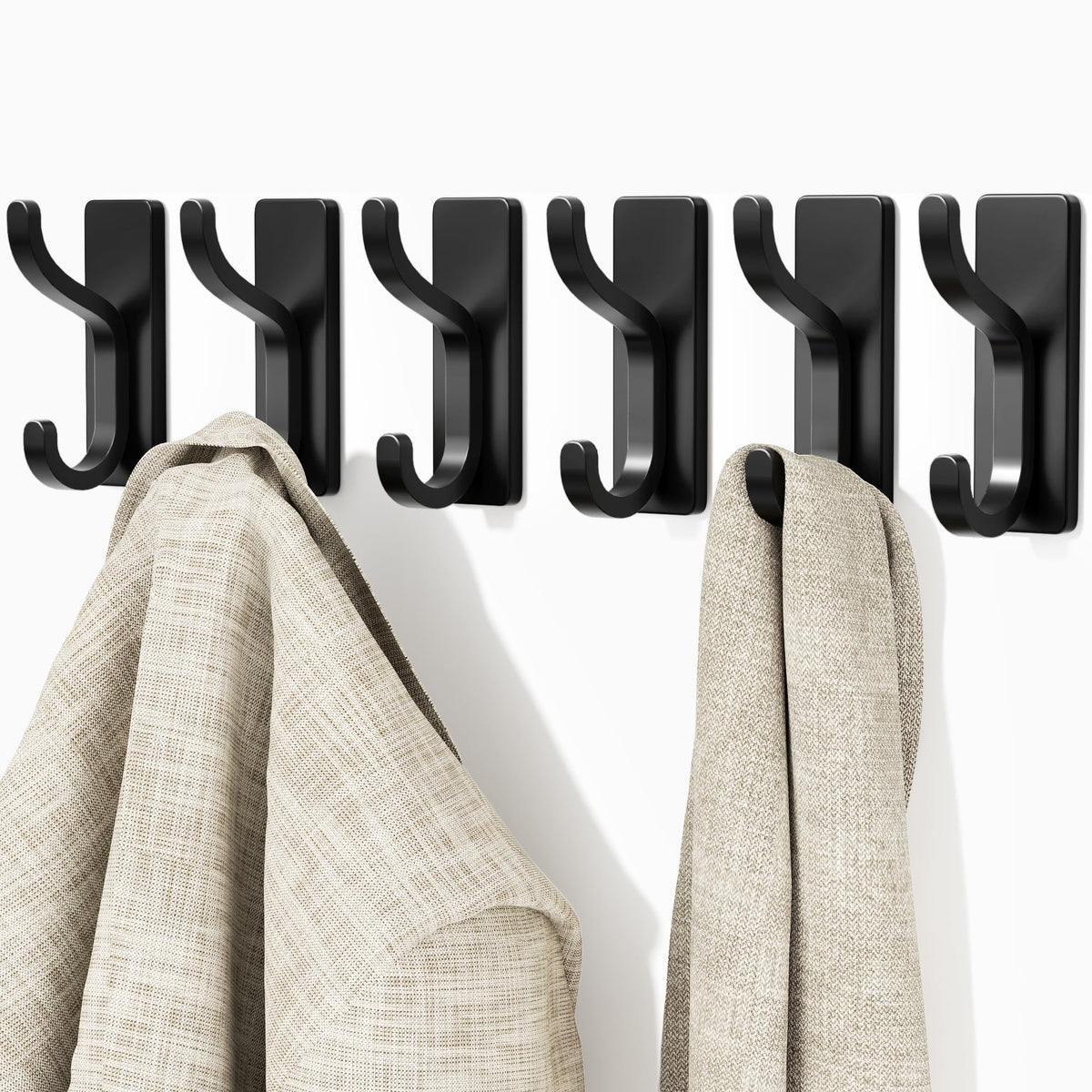 Adhesive Wall Hooks for Towel/Coat,13Lb Strong Stick-On Hooks, White 4 Pack