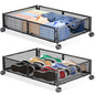 Yecaye Under Bed Storage with Wheels, 2 Pack Under Bed Shoe Storage, Black