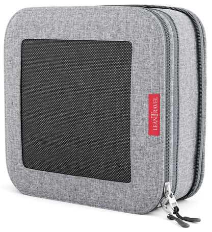 LeanTravel Premium Compression Packing Cubes for Travel - Suitcase Organizer Bags with Double Zipper & Breathable Mesh Panel - Space Saving Carry On Luggage Essentials (6-Pack, Grey)